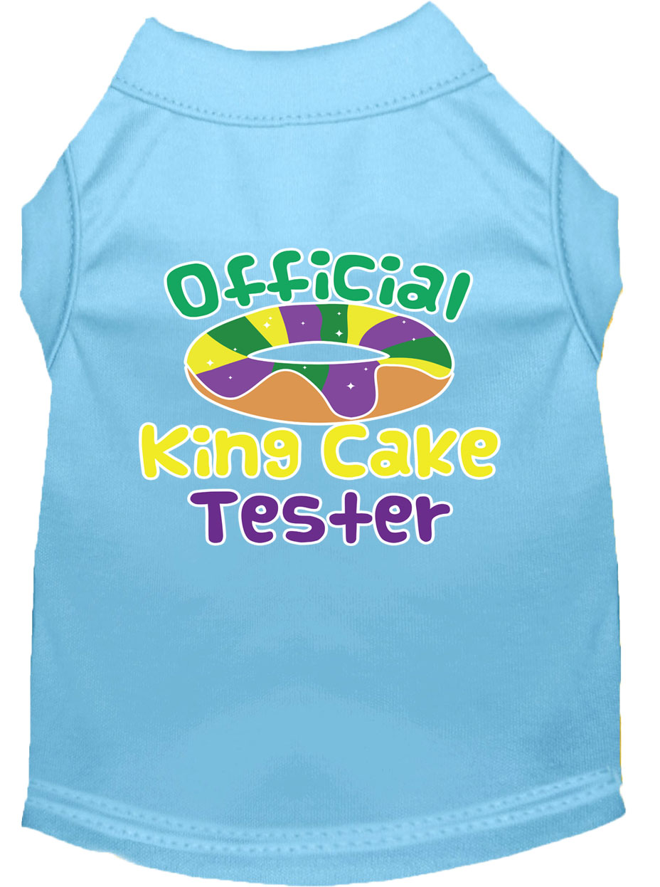 King Cake Taster Screen Print Mardi Gras Dog Shirt Baby Blue Sm